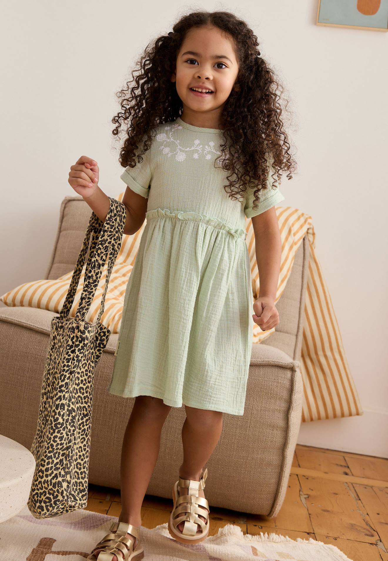 Robe Bébé En Gaze De Coton Arya Vert