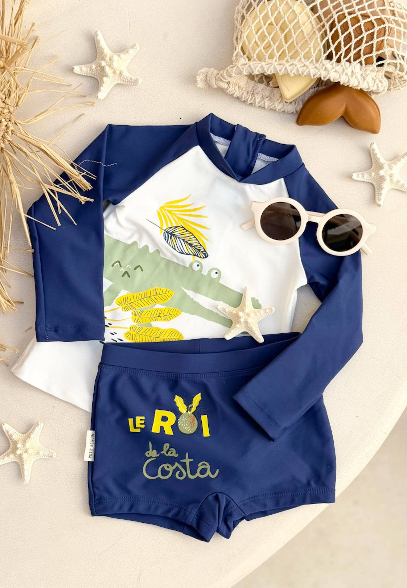 Maillot De Bain Bébé 2 Pièces T-shirt De Protection Uv & Boxer Costa Bleu