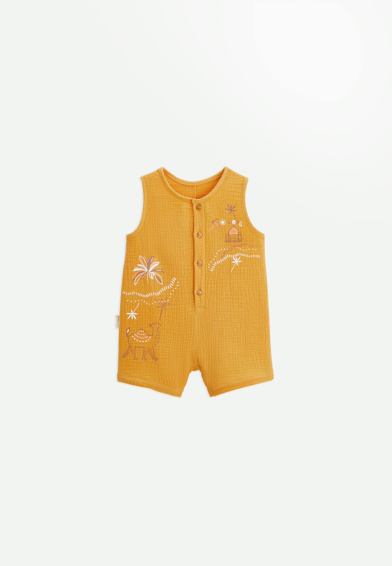 Combishort Bébé En Gaze De Coton Liwa Jaune