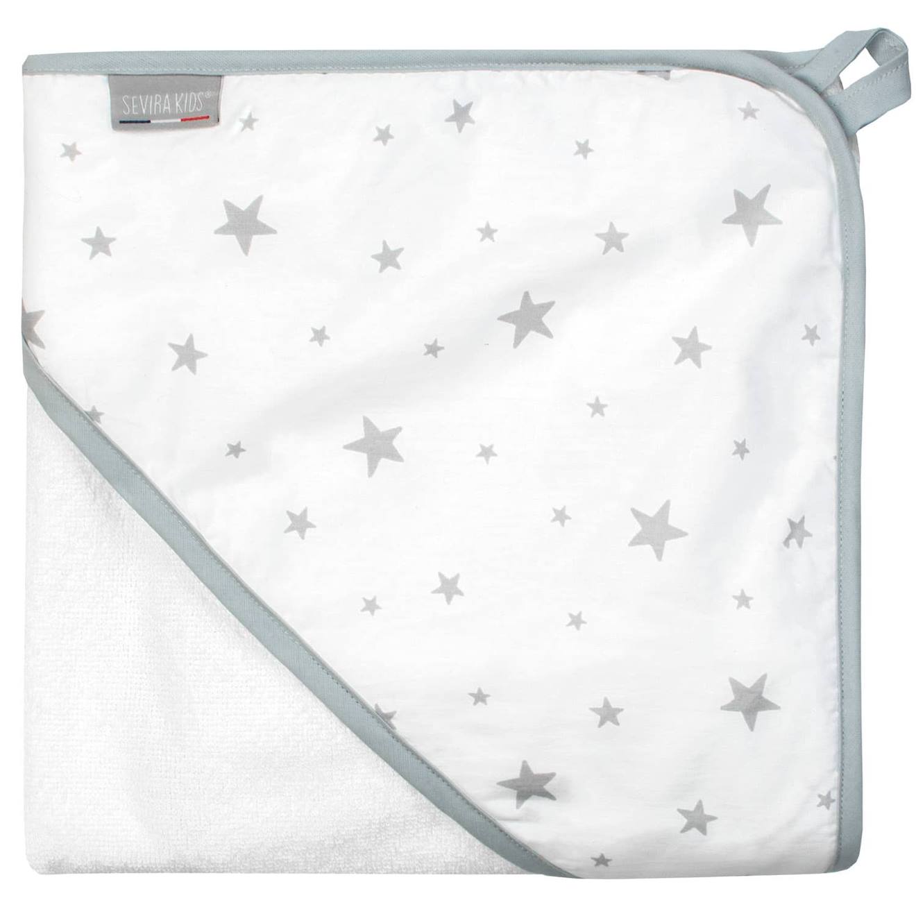 Ma Première Cape De Bain En Coton Et Bambou Stella Stella, Imprimé Étoiles Blanc,