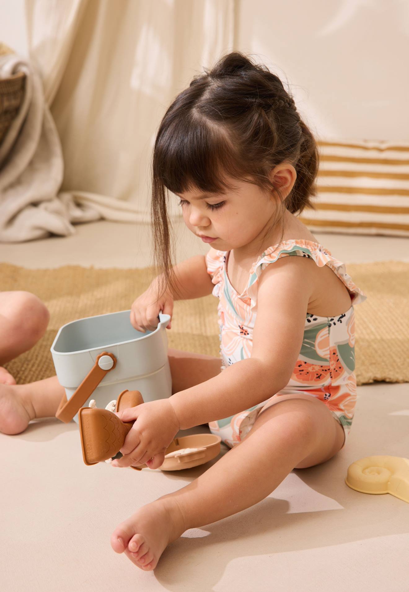 Maillot De Bain Bébé 1 Pièce Fleur Ecru