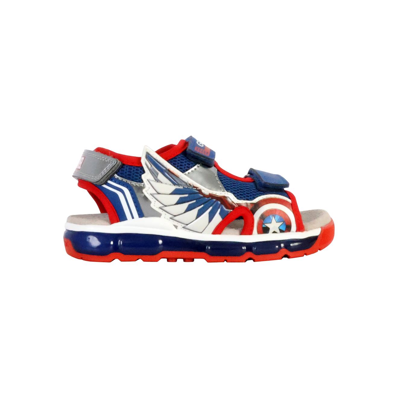 Sandales En Cuir À Scratch Bleu Rouge