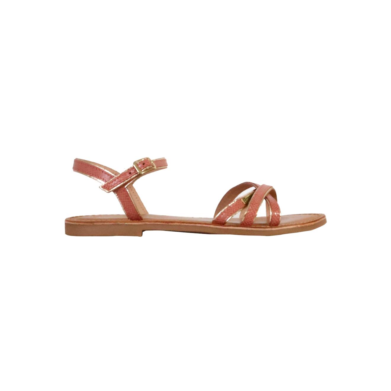 Sandales En Cuir À Brides Rose