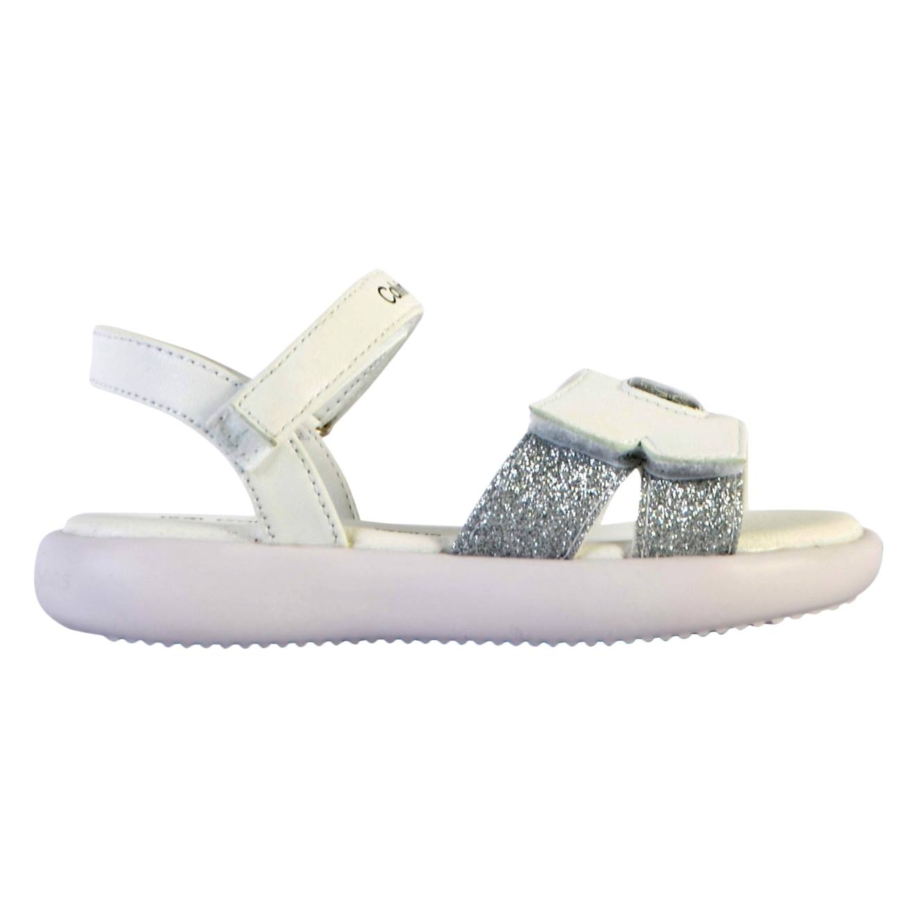 Sandales À Scratch Blanc Argent