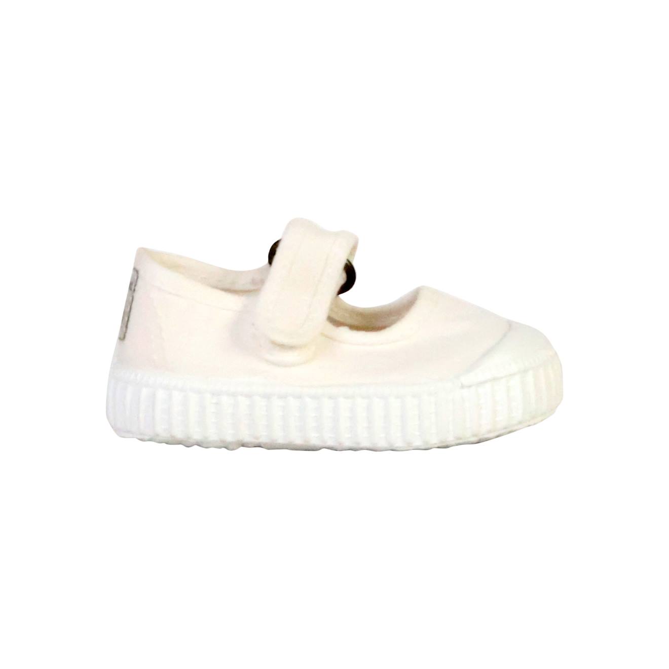 Ballerines Enfant Confortables À Bout Rond Avec Fermeture Scratch Et Semelle Plate Blanc