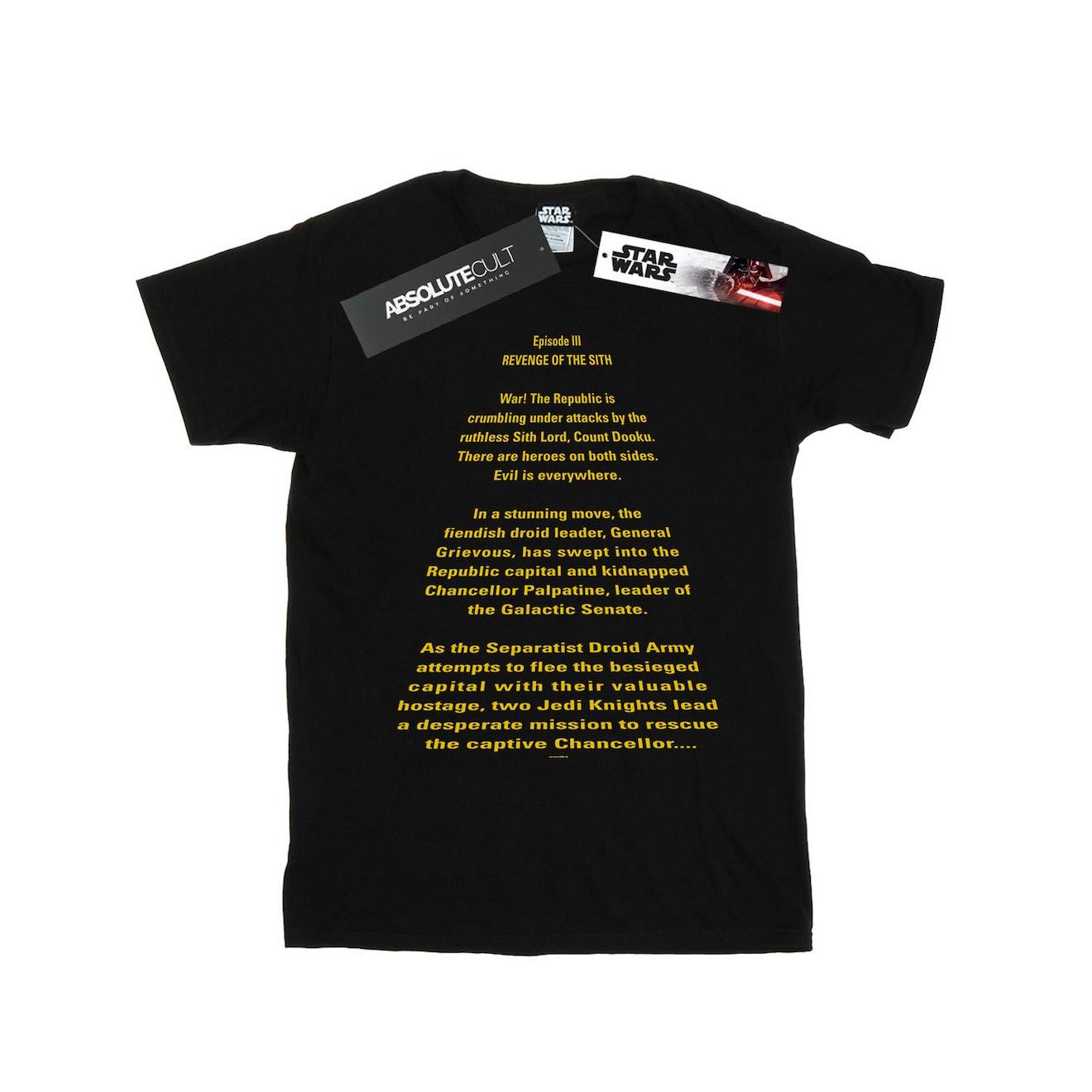 T-shirt Revenge Of The Sith Opening Crawl Coton Star Wars Noir