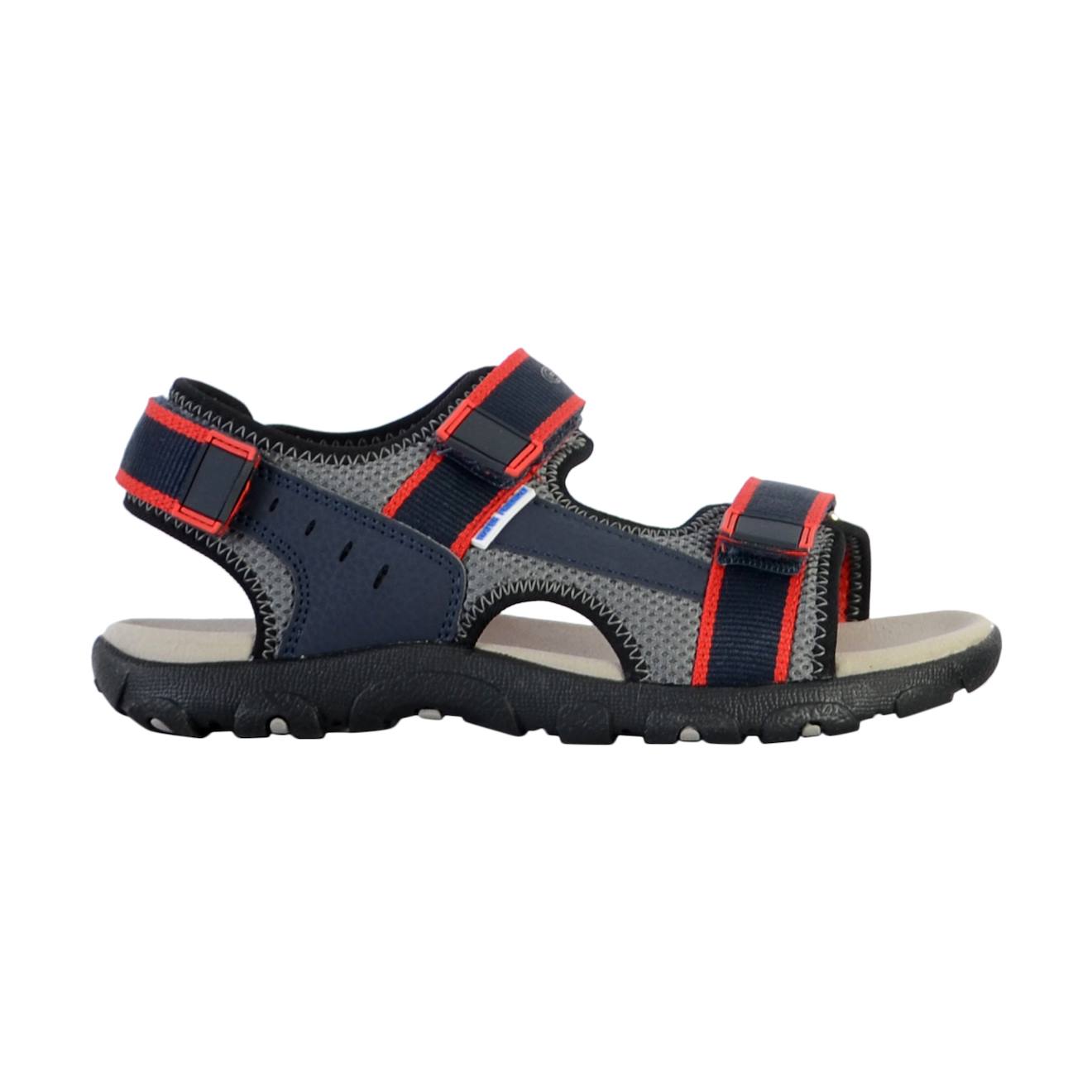 Sandales En Cuir À Scratch Marine Rouge