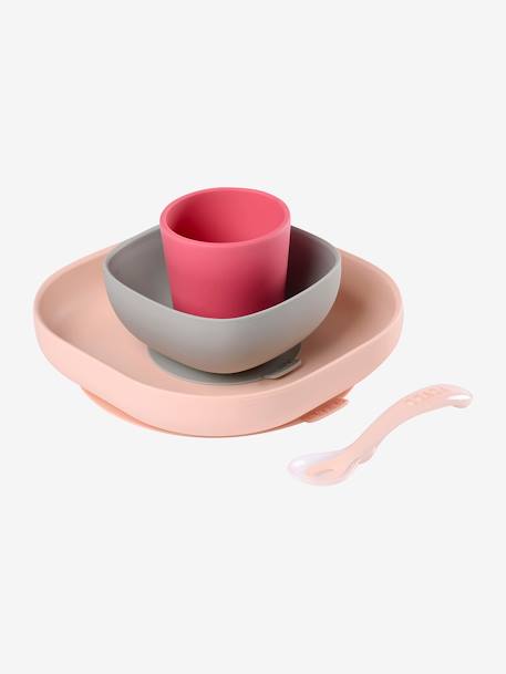 Set Vaisselle 4 Pieces Silicone Beaba Rose Beaba