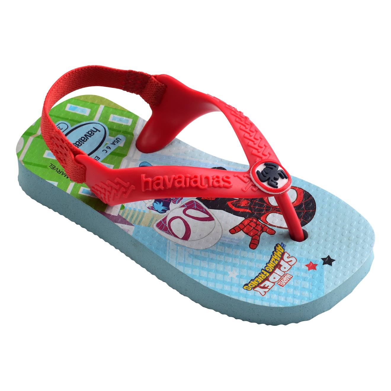 Tongs À Élastiques Bleu Rouge