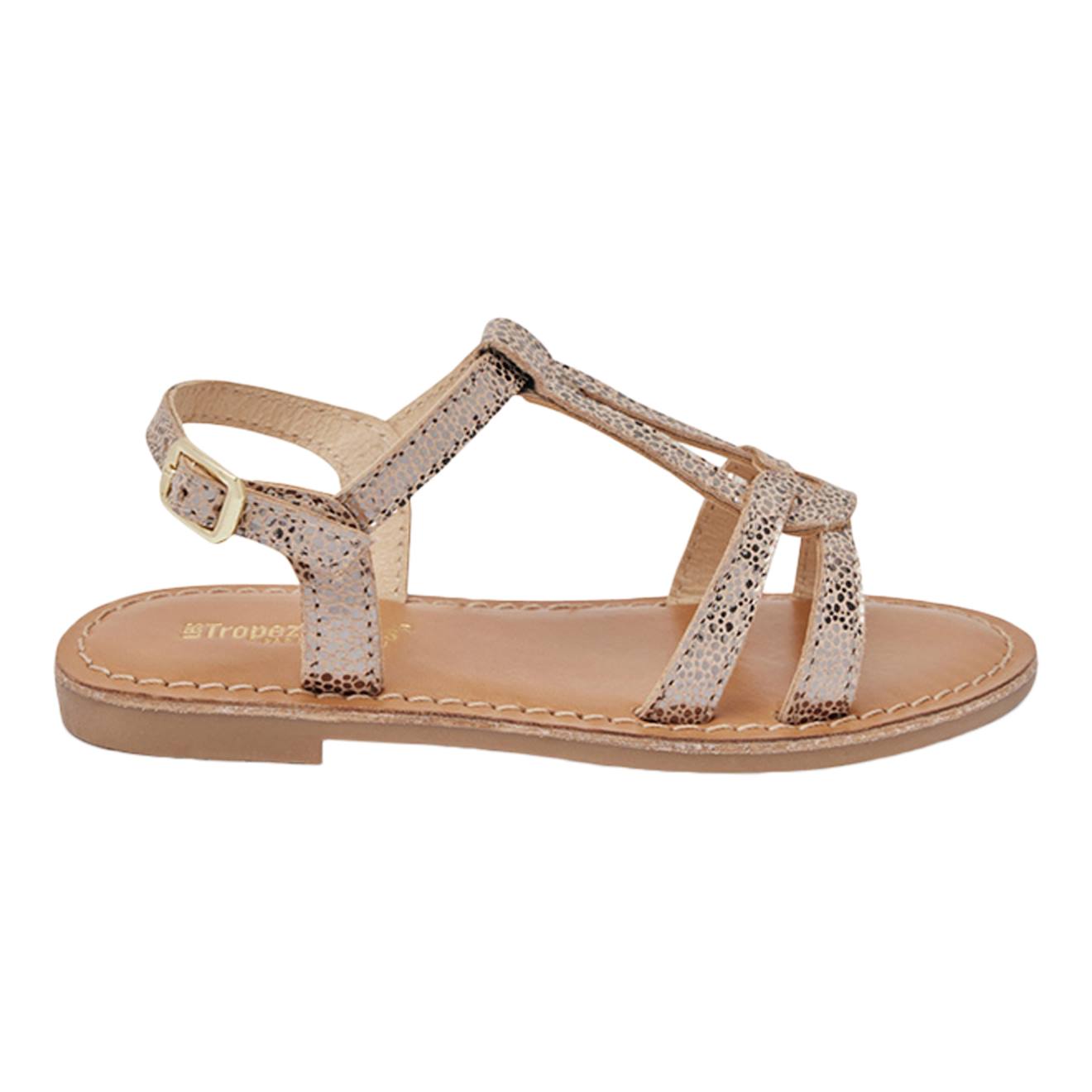 Sandales En Cuir À Brides Argent Beige