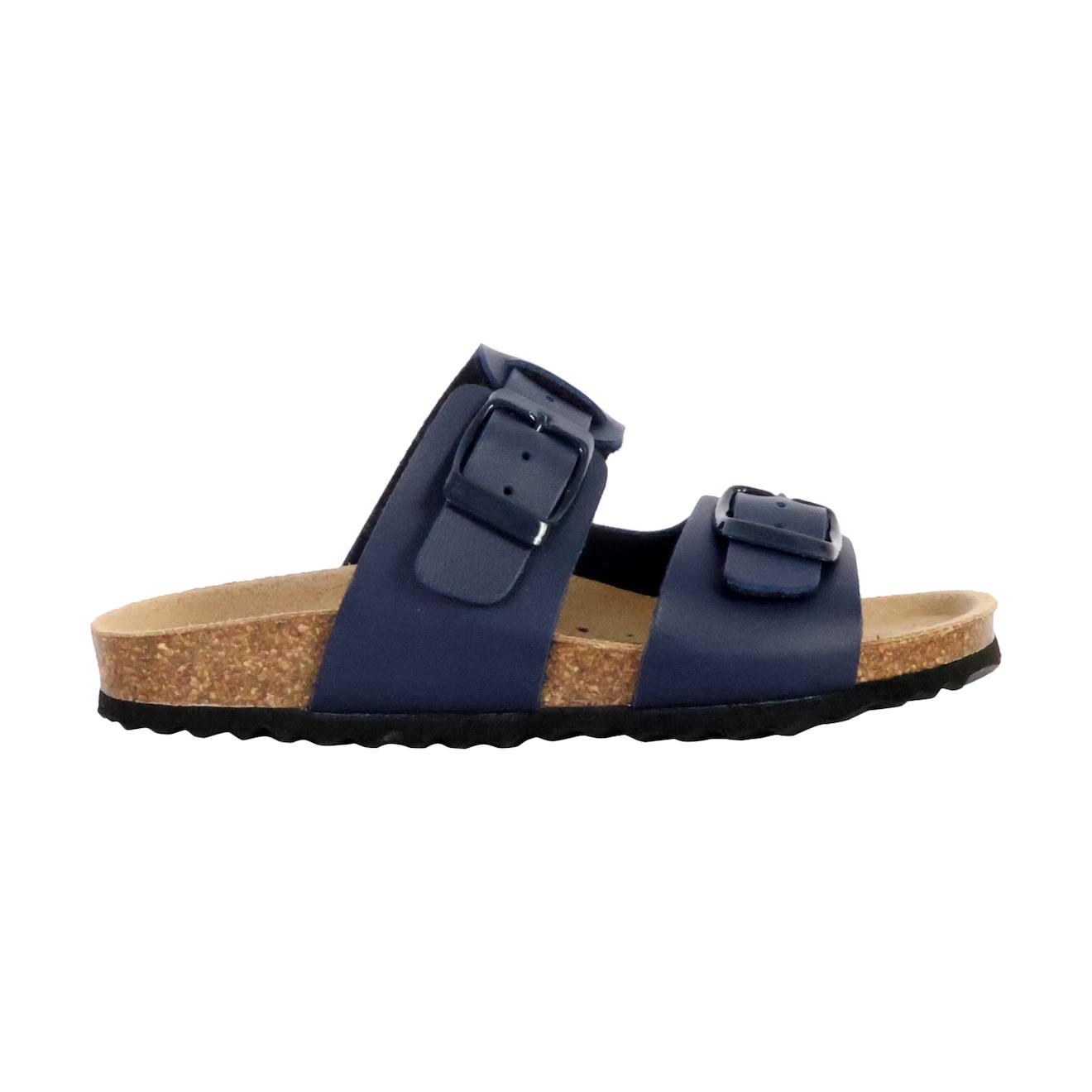 Mules En Cuir À Enfiler Navy