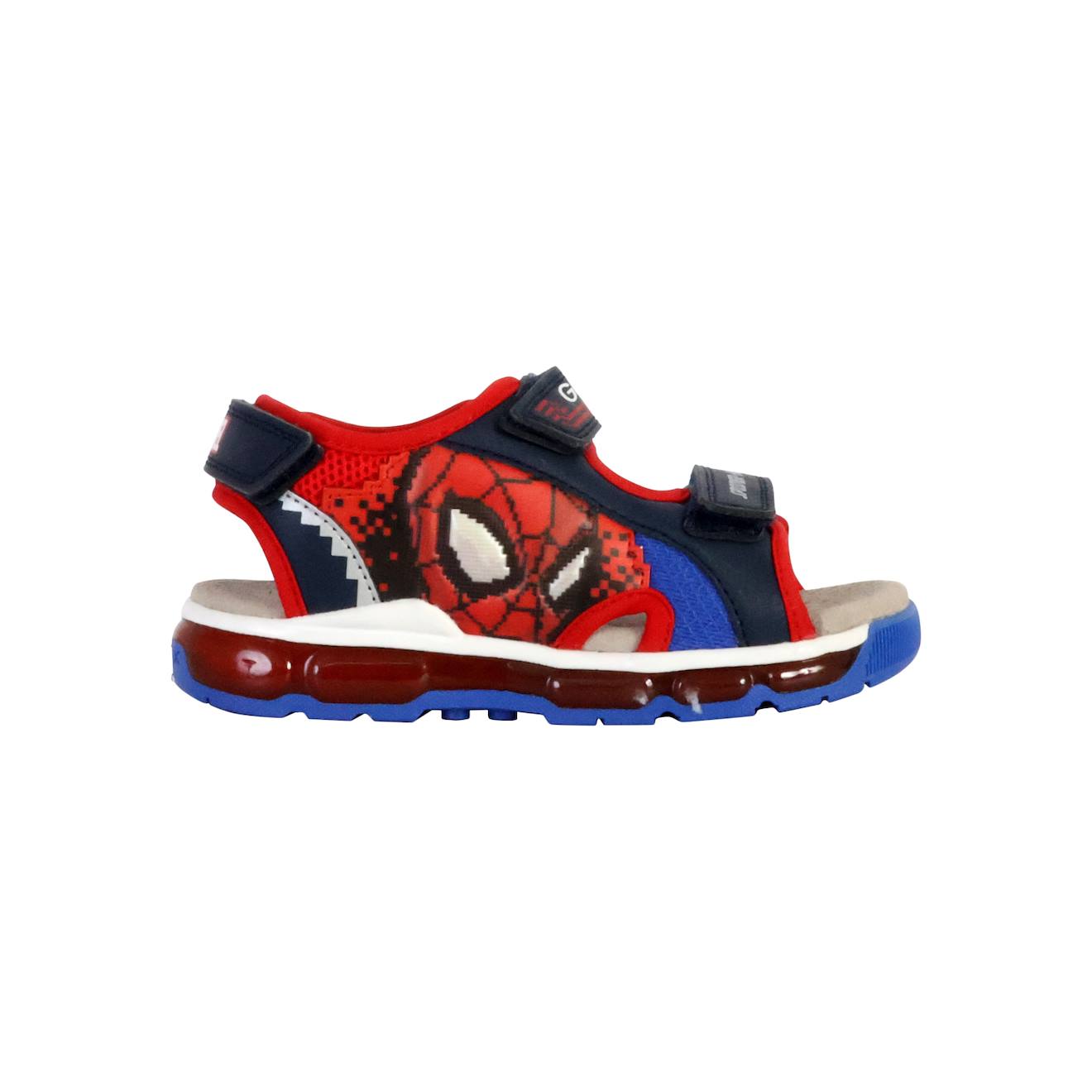 Sandales En Cuir À Scratch Navy Rouge