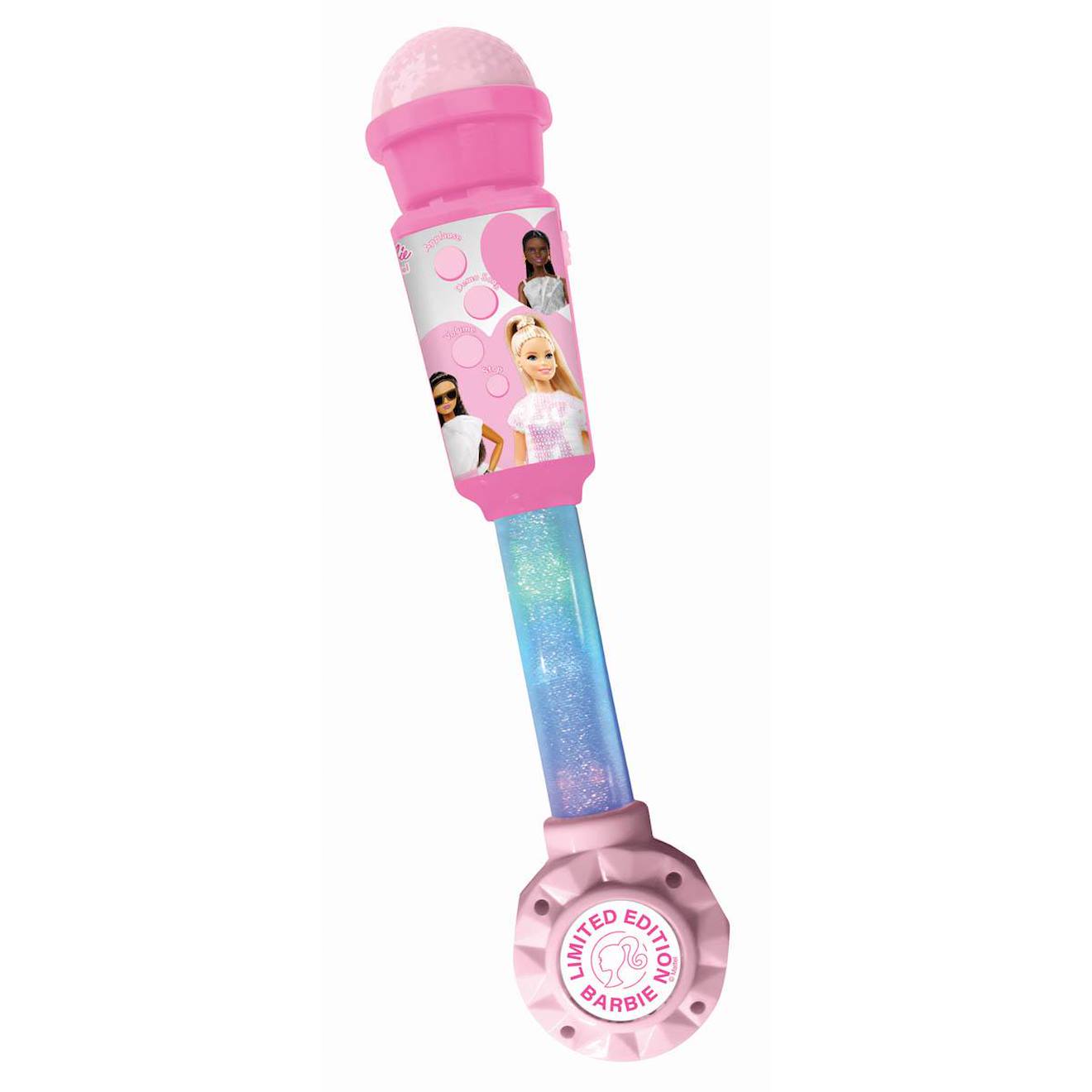 Microphone Barbie Avec Tube Lumineux Et Enceinte Multicolore