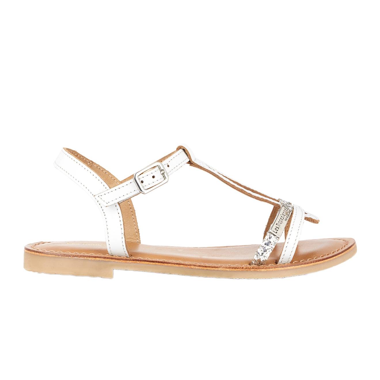 Sandales En Cuir À Brides Blanc Argent