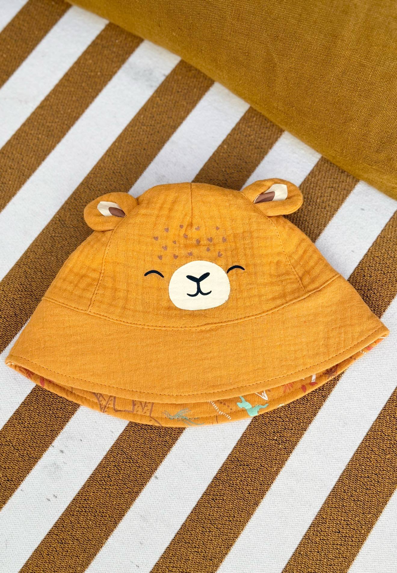 Bob Bébé Réversible En Gaze De Coton Liwa Ocre