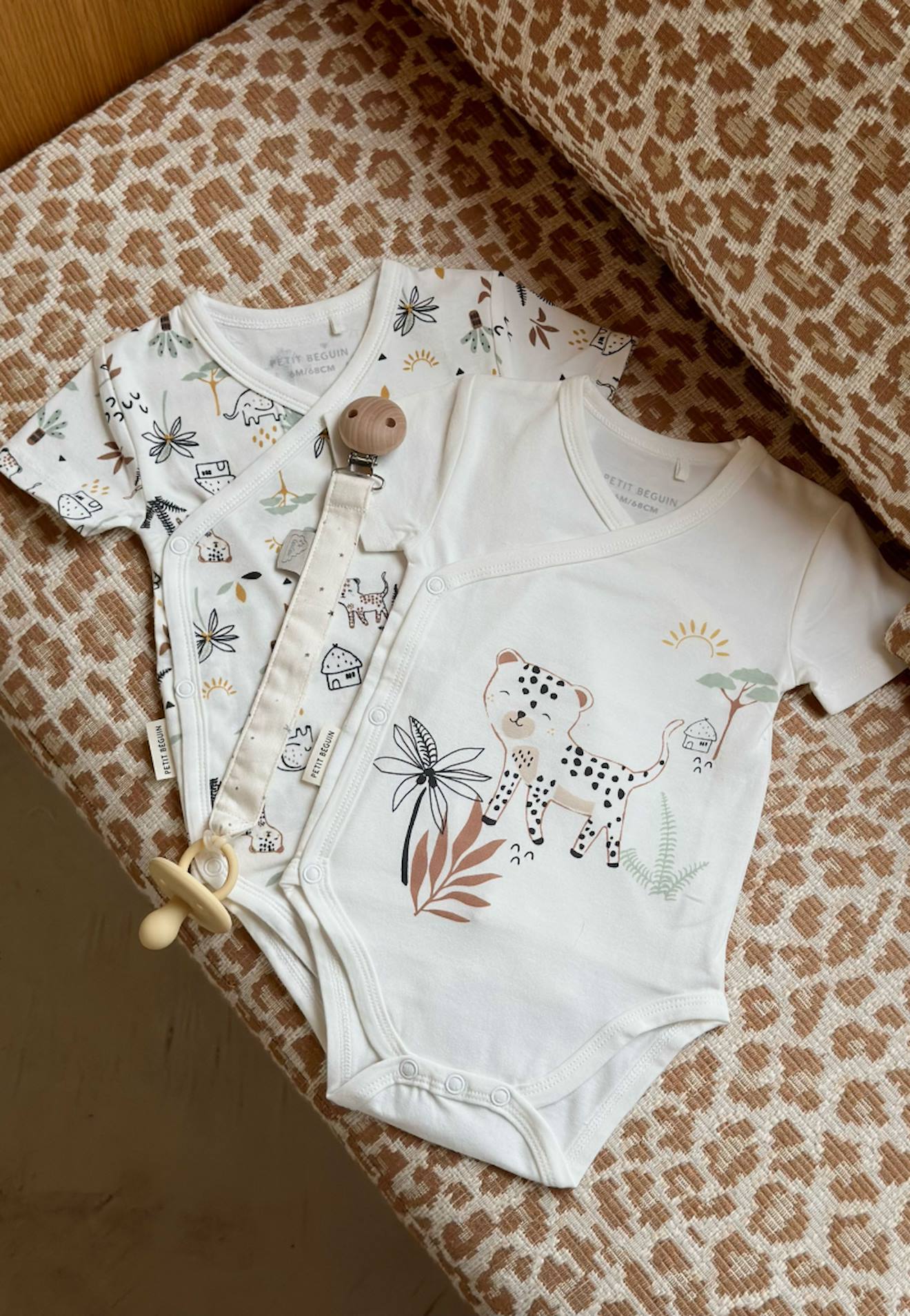 Lot De 2 Bodies Bébé Manches Courtes Ouverture Croisée Yao Ecru