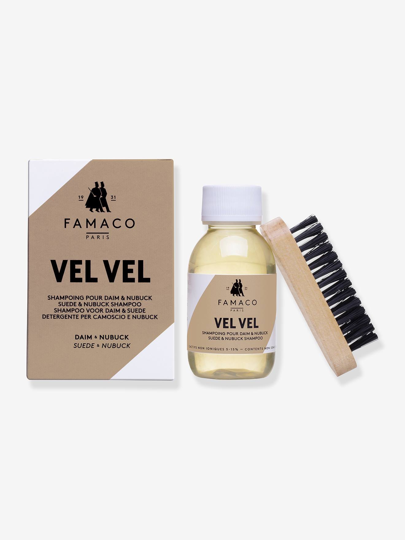 Shampoing pour daim et nubuck + brosse Vel Vel FAMACO blanc