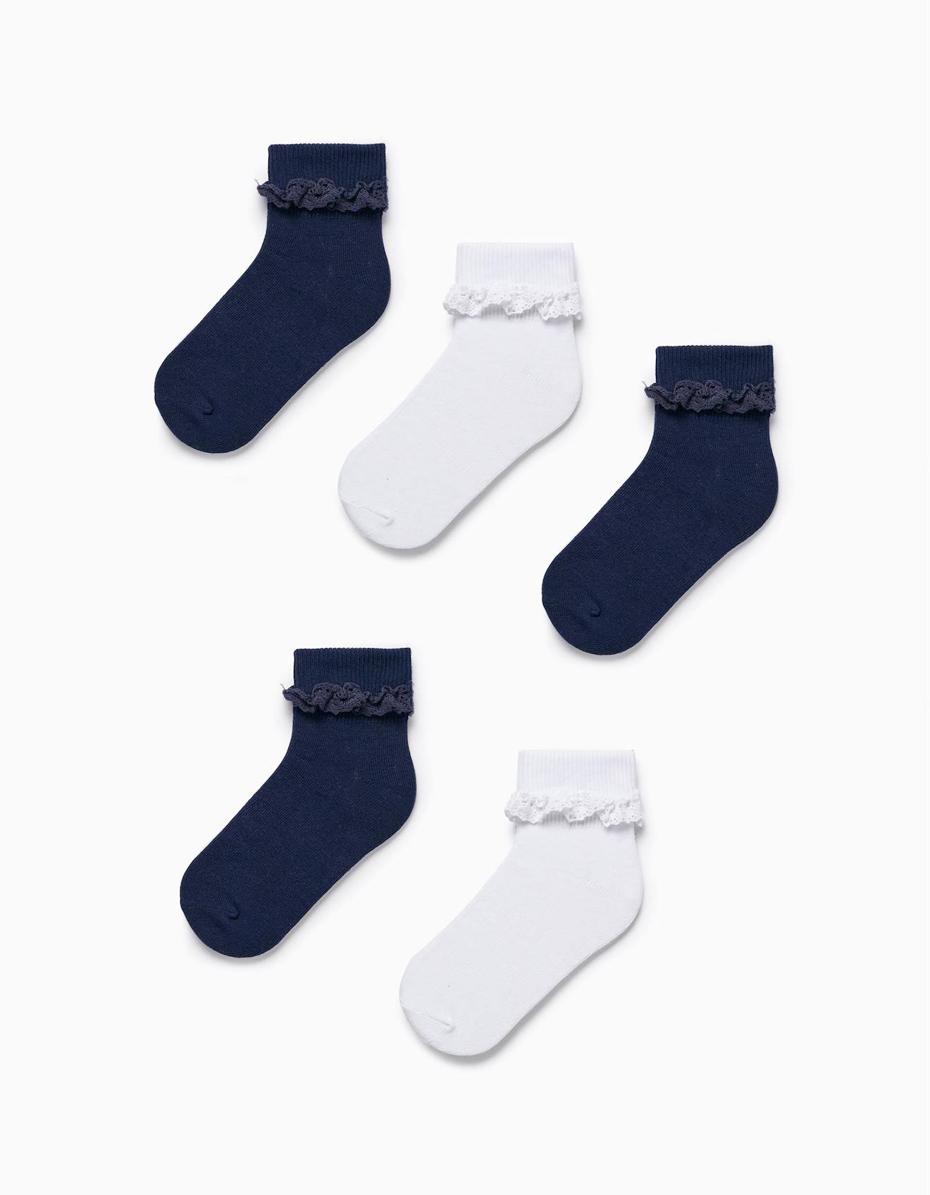 Lot 5 Paires De Chaussettes Avec Dentelle Multicolore