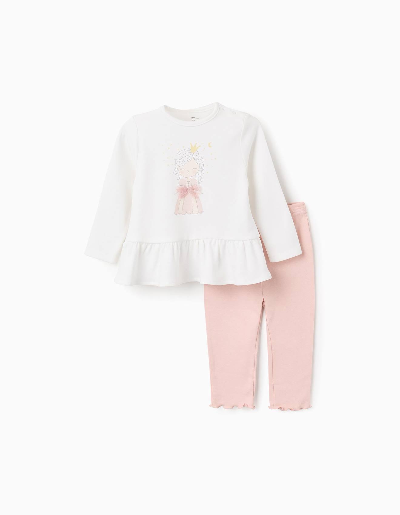 Pyjama T-shirt À Manches Longues + Pantalon Blanc