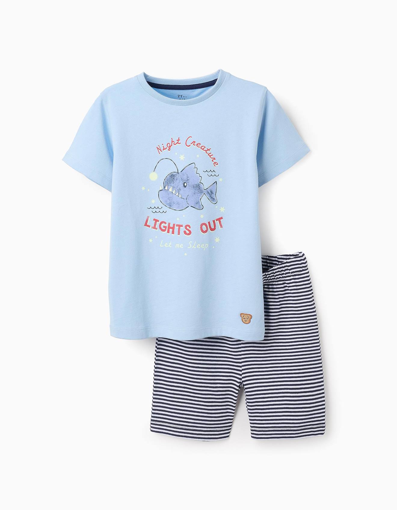 Pyjama En Coton Qui Brille Dans Le Noir Bleu Clair
