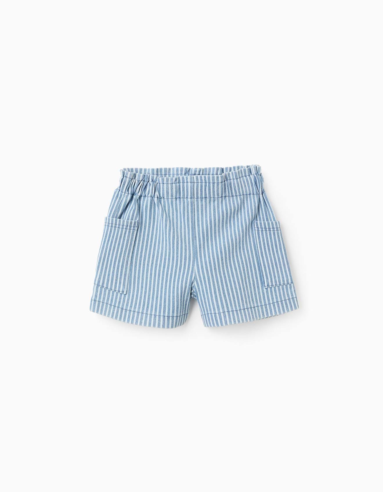 Short En Jean À Rayures Bleu