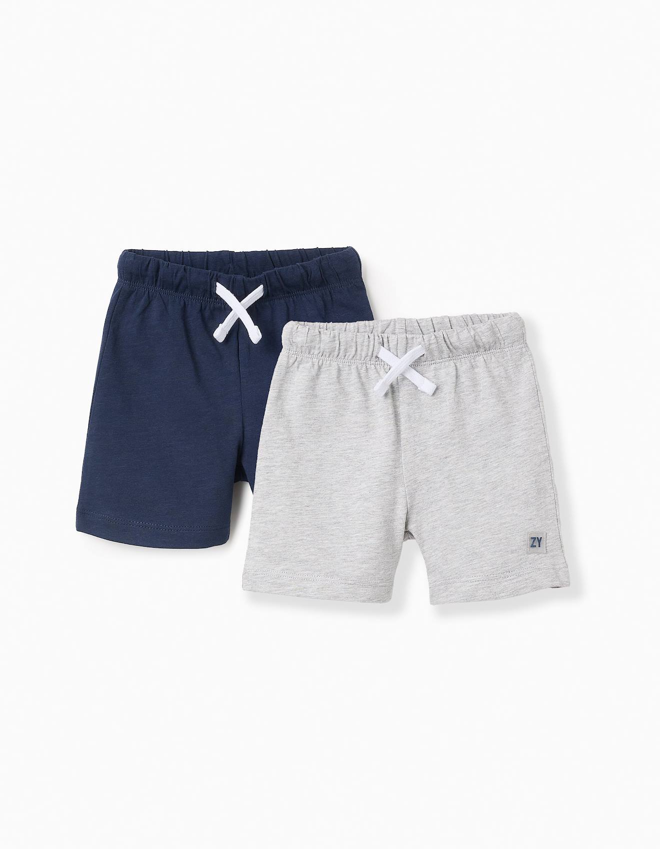 Pack 2 Shorts En Jersey De Coton Gris Clair