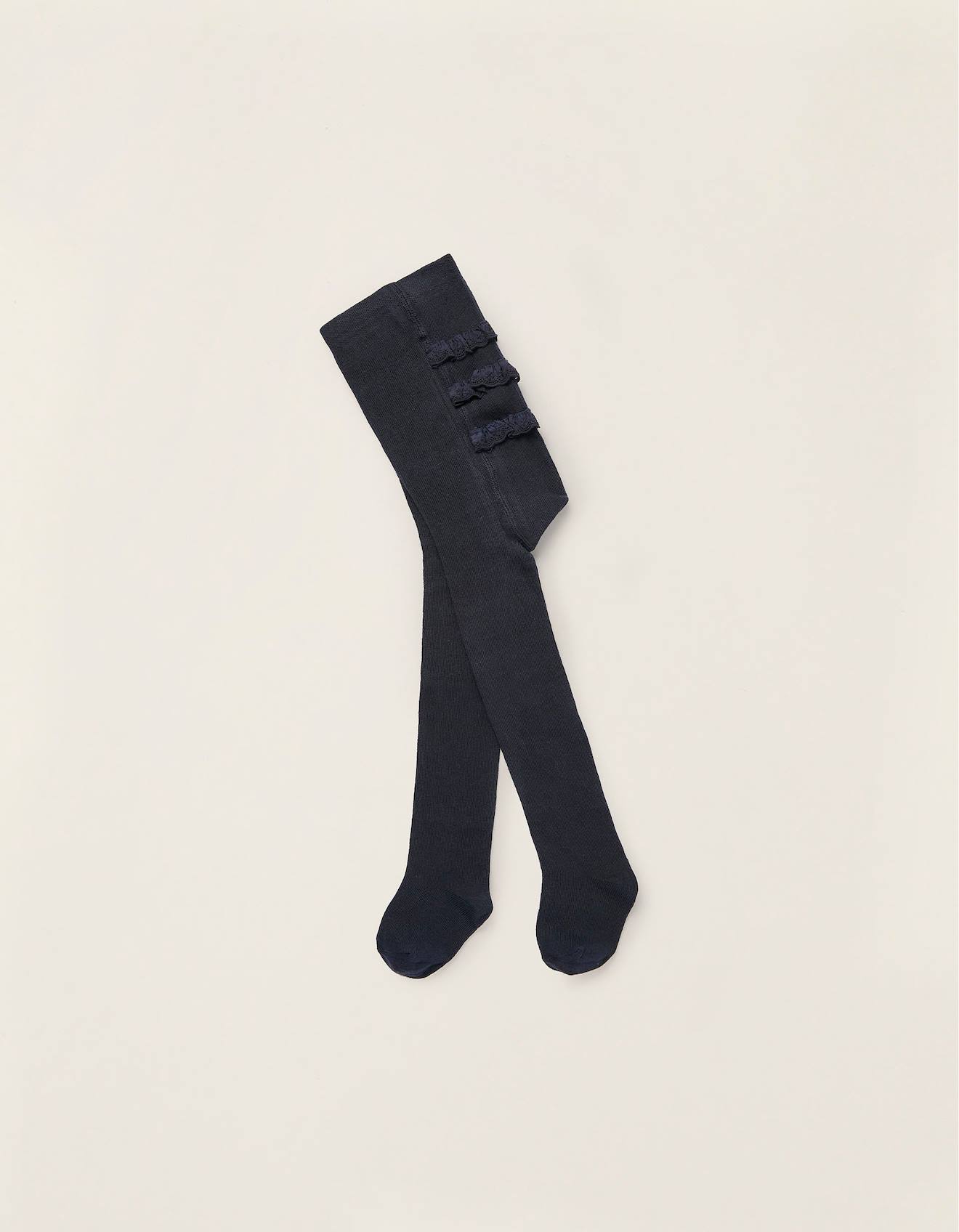 Collants En Tricot Avec Volants Bleu Foncé