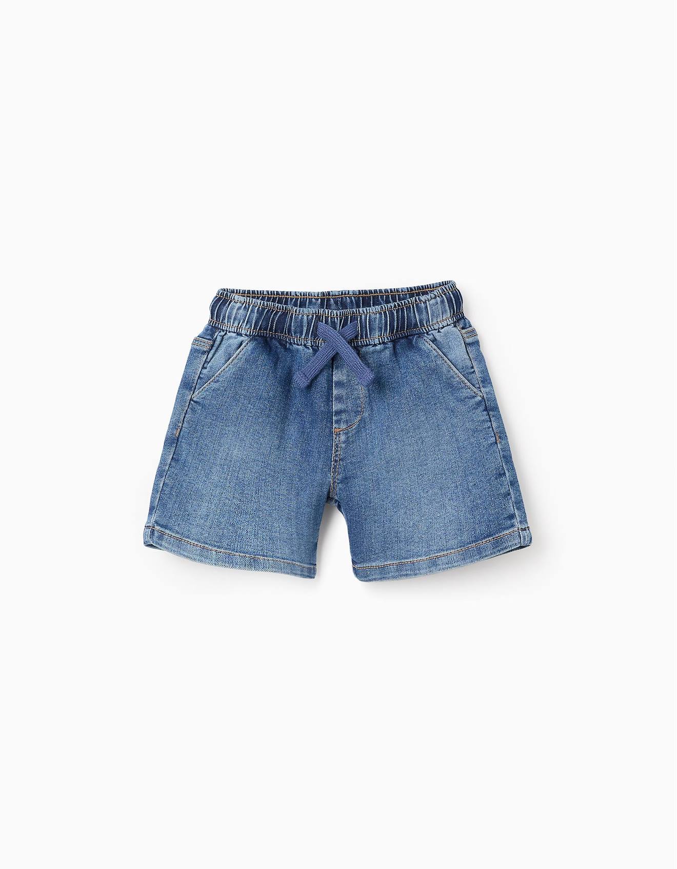 Short En Jean Avec Cordon Comfort Denim Bleu