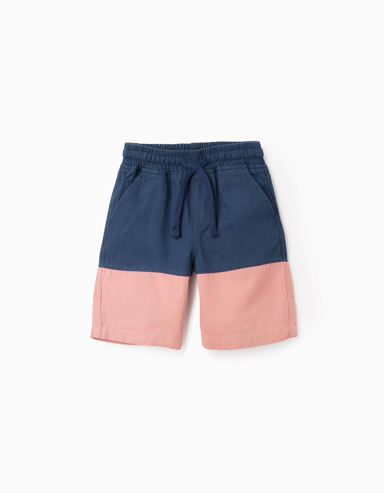 Short En Sergé Bicolore Bleu Foncé