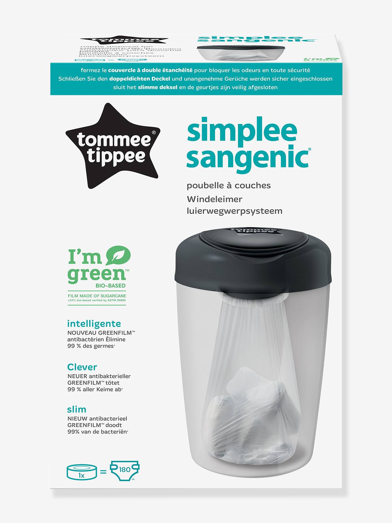 Poubelle à couches Simplee Tommee tippee SANGENIC gris (Tommee Tippee) - Image 2