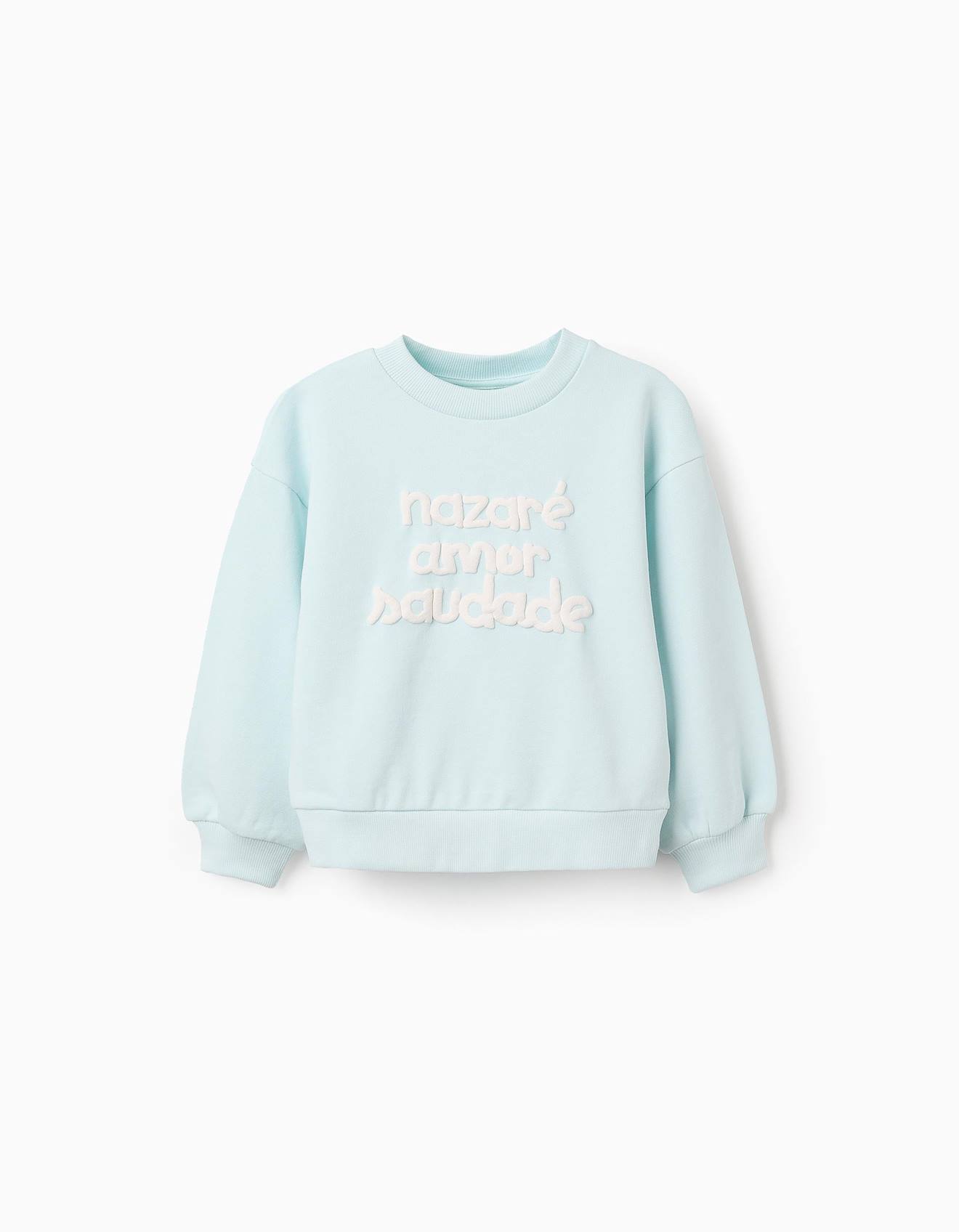 Sweat En Coton Avec Imprimé En Relief Bleu Clair
