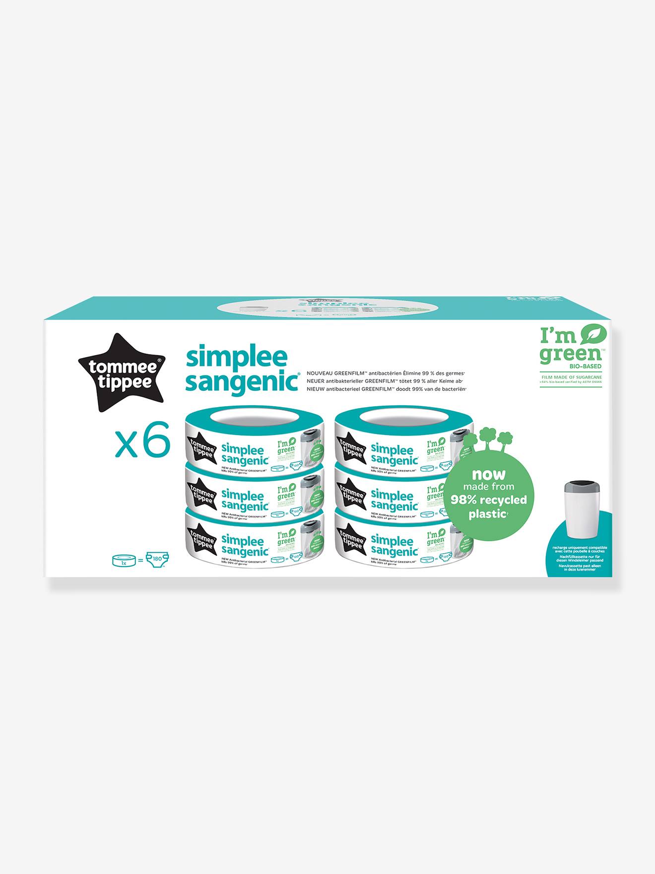 Recharges Simplee x 6 en plastique recyclé gris (Tommee Tippee) - Couverture