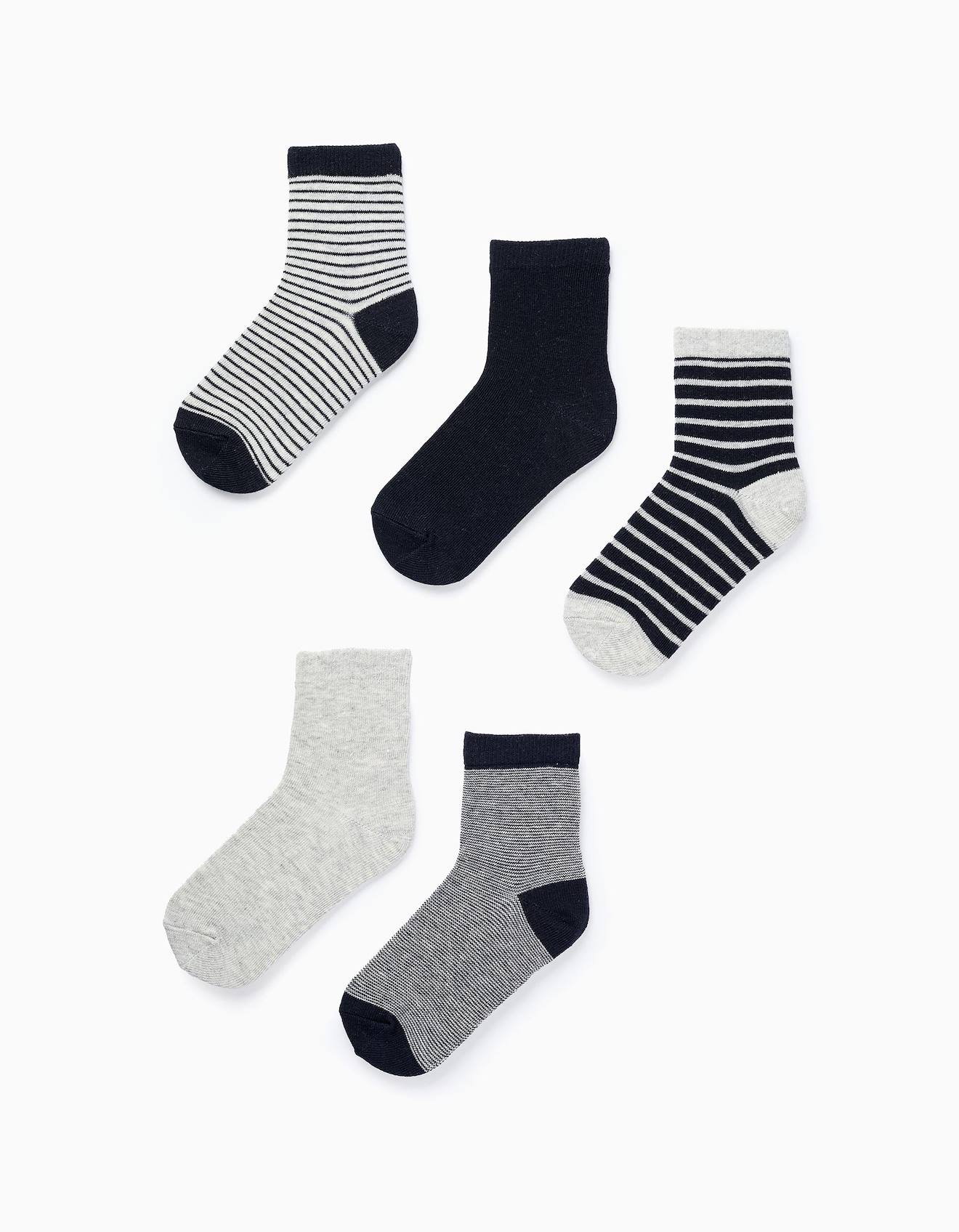 Pack 5 Paires De Chaussettes Unies/rayées Multicolore