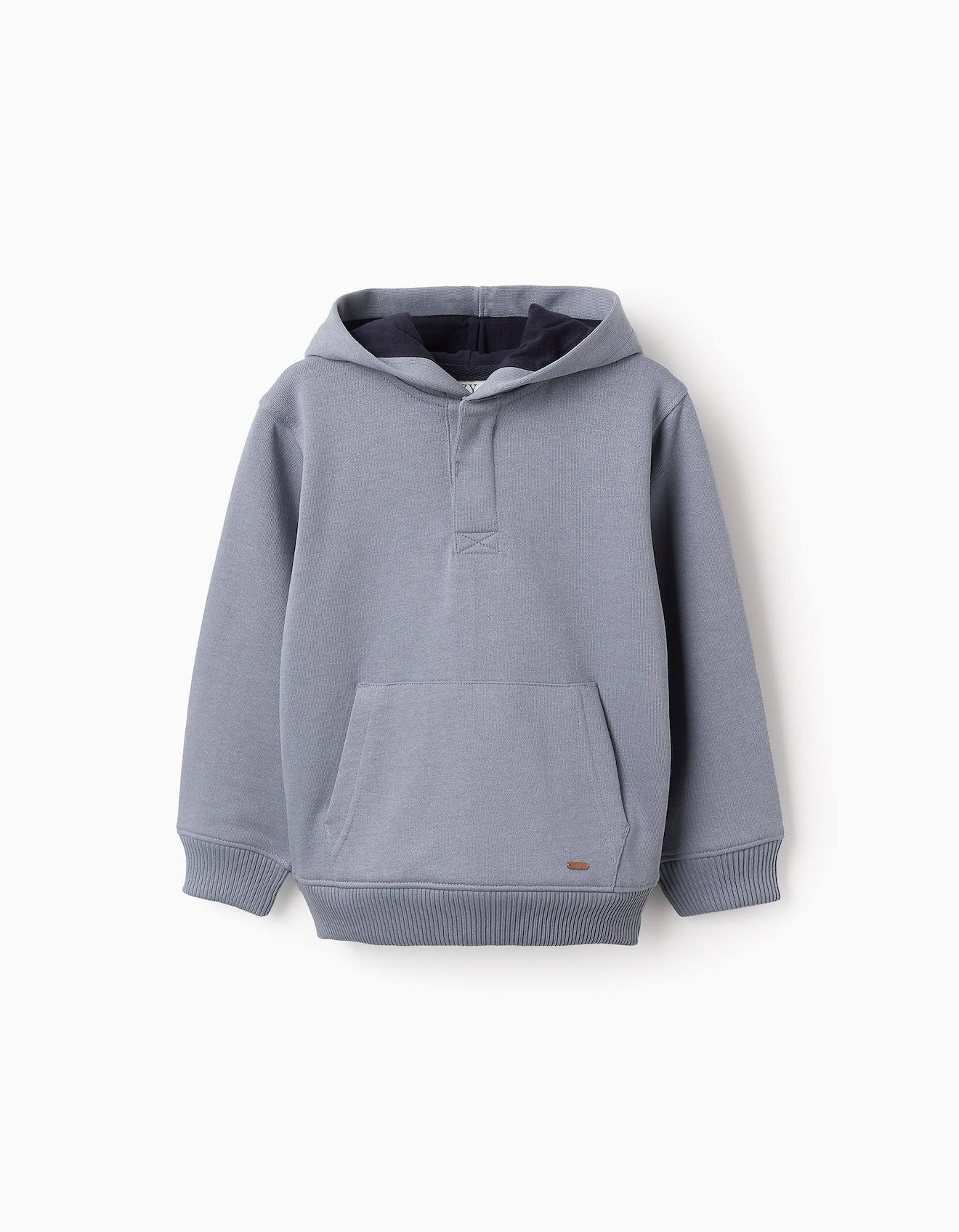 Sweat En Coton Avec Capuche Et Poche Kangourou Bleu
