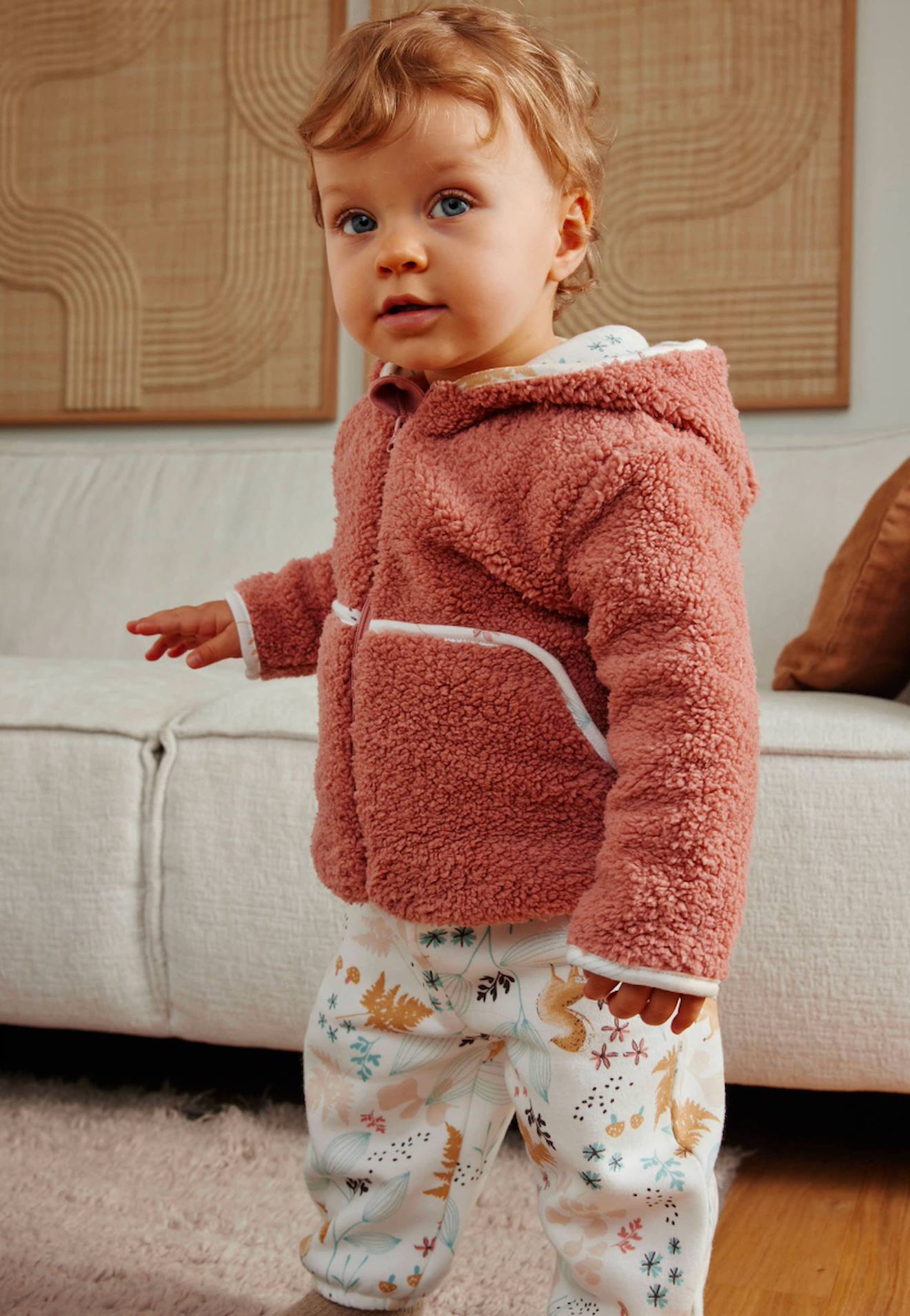 Ensemble bébé veste en sherpa et pantalon en molleton bloom rose