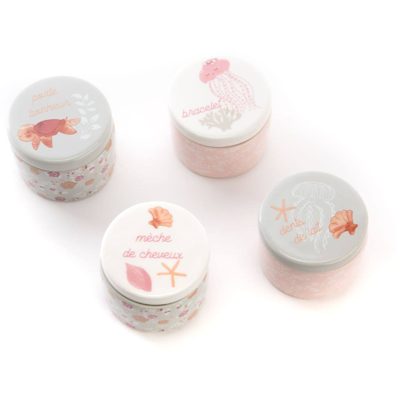 Coffret Cadeau De Naissance Rose, Gris, Blanc