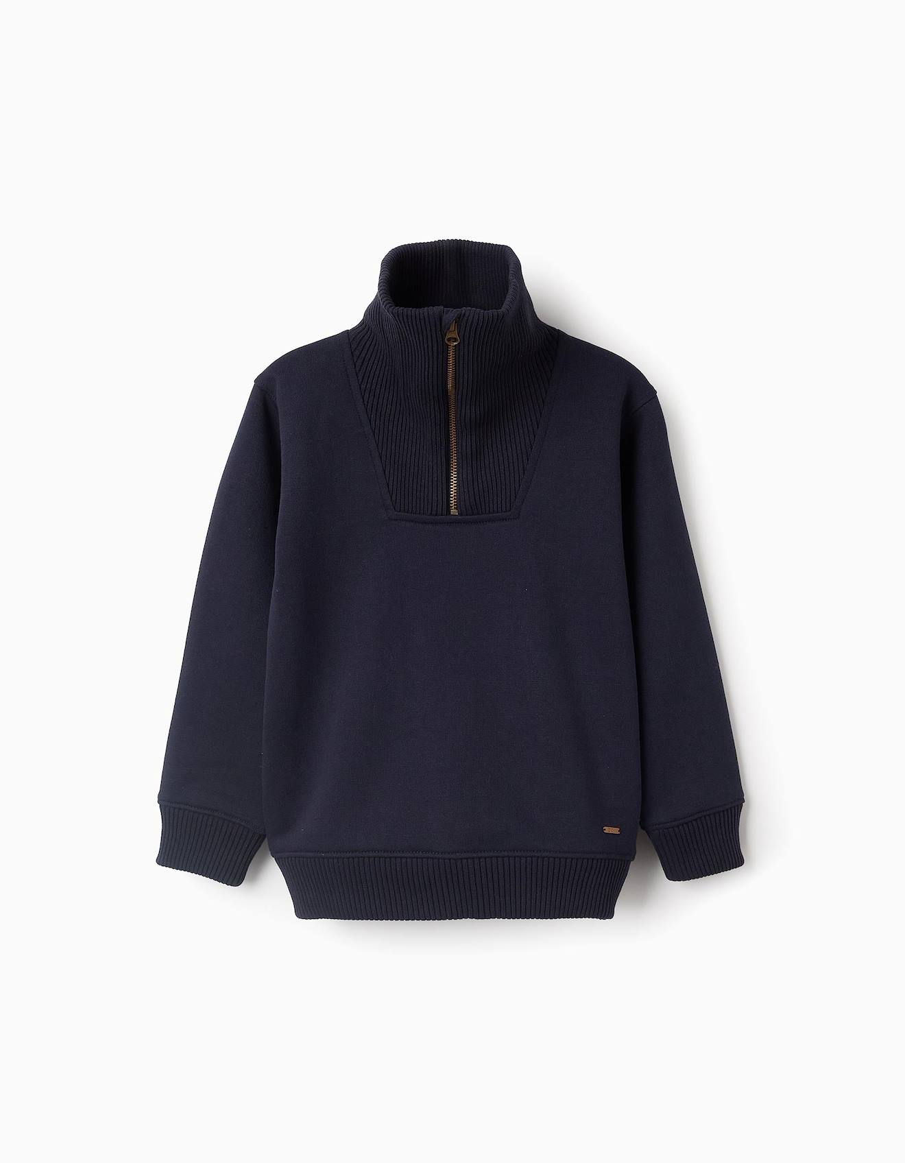 Sweat Avec Détails Côtelés Bleu Foncé