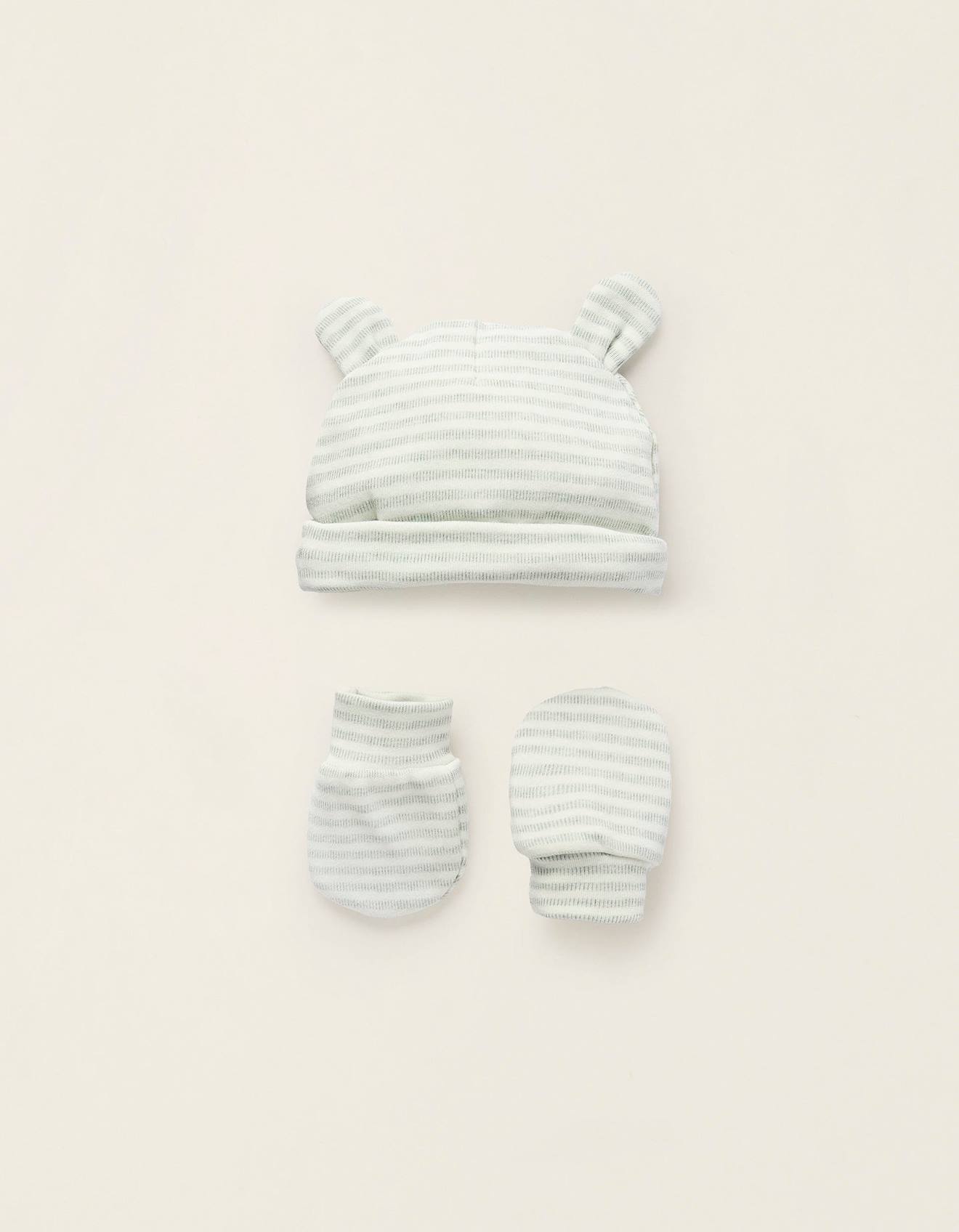 Pack Bonnet + Moufles En Coton Orange