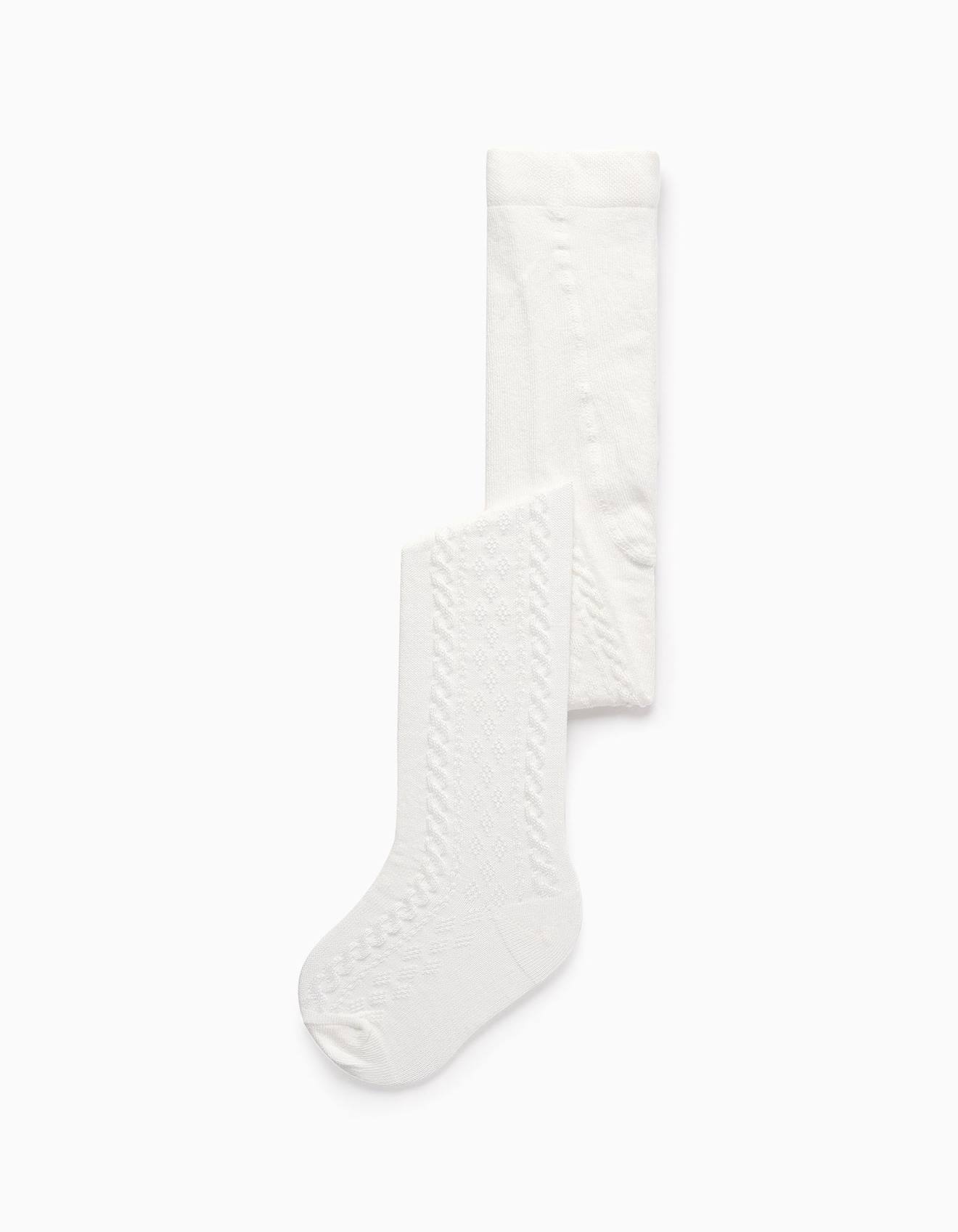 Collants De Maille Avec Texture Blanc