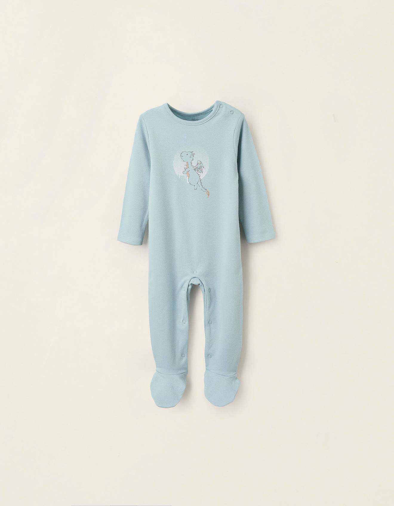 Grenouillère En Coton Imprimé Bleu Clair