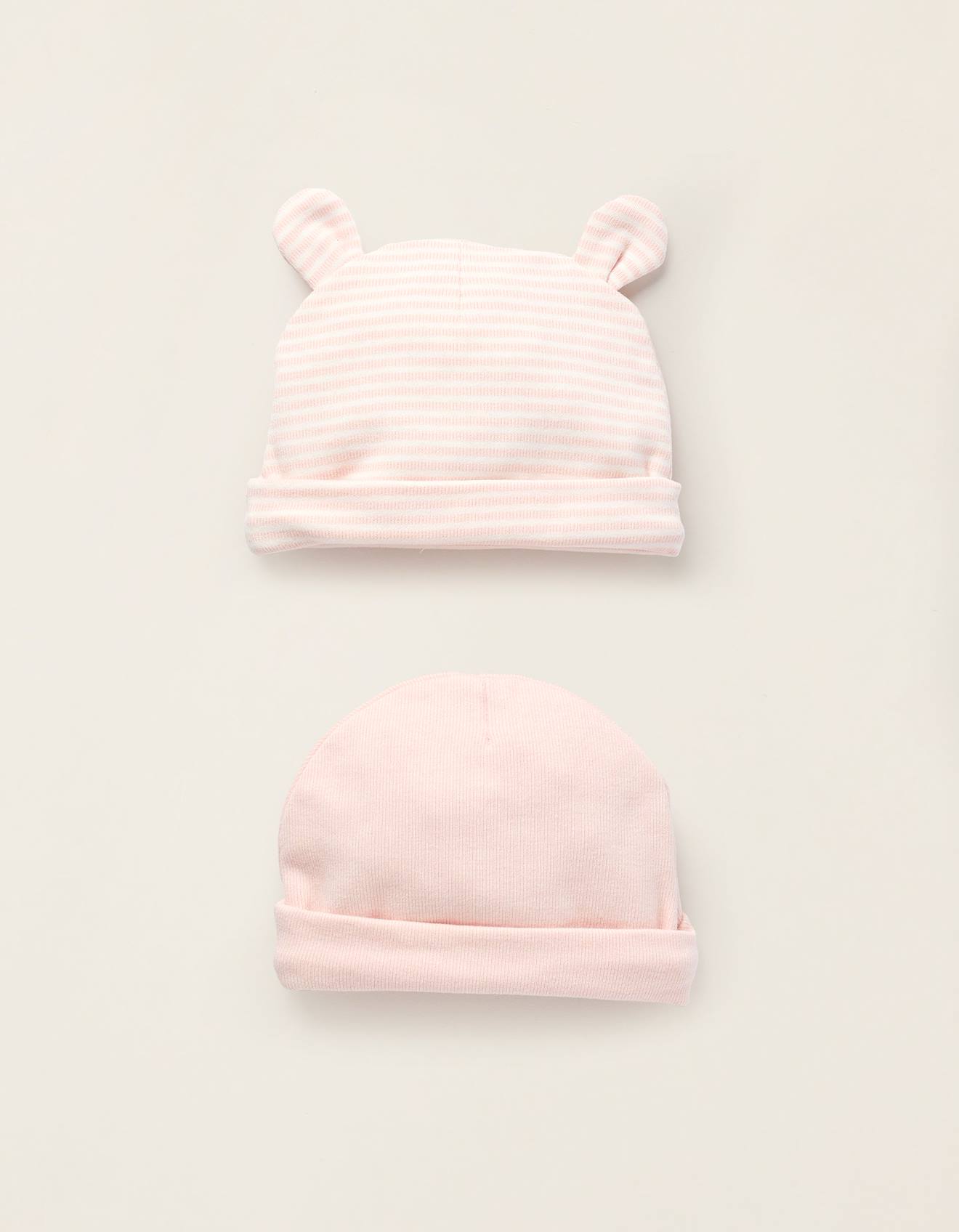 Pack 2 Bonnets Côtelés En Coton Rose