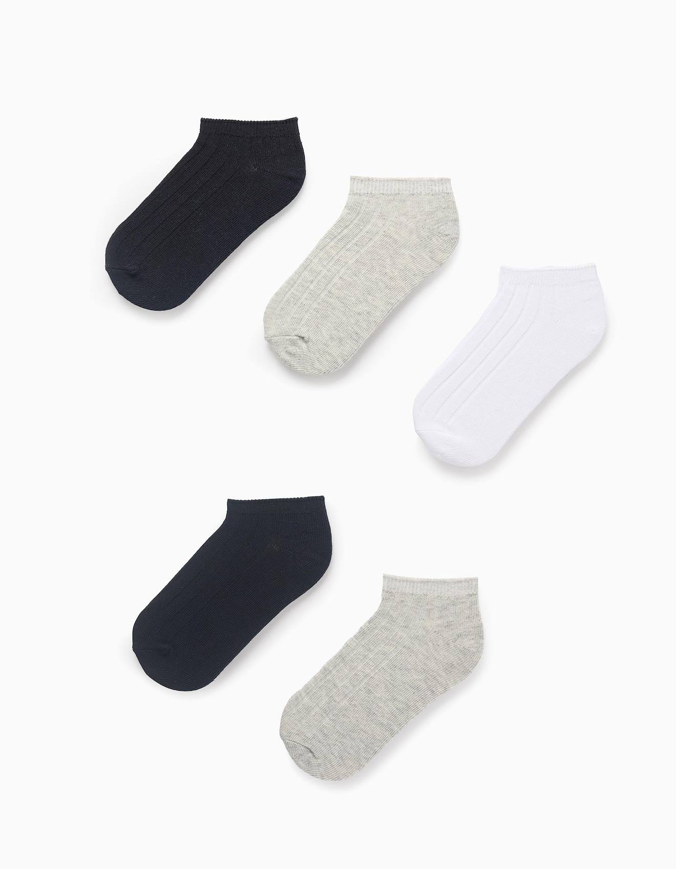 Pack 5 Paires De Socquettes Côtelées Multicolore