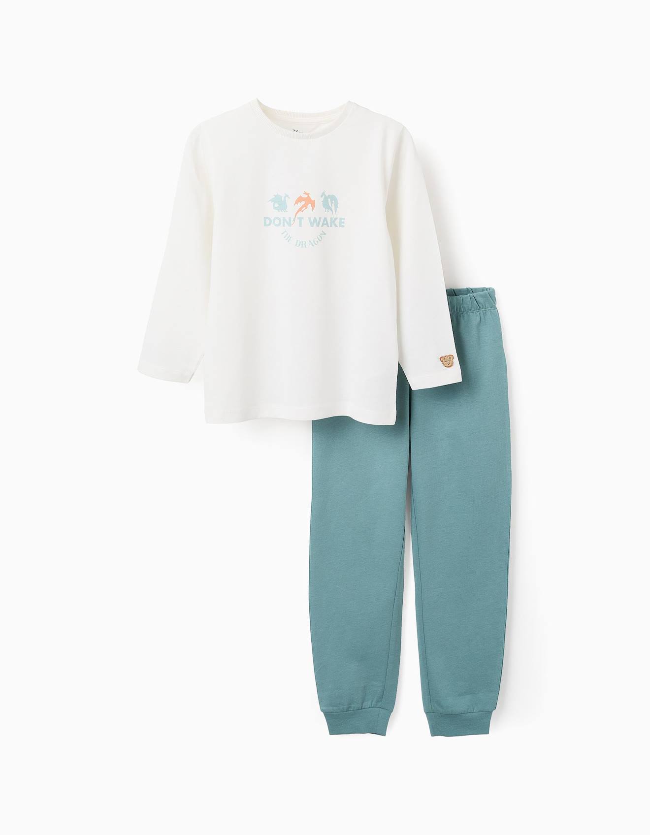 Pyjama T-shirt À Manches Longues + Pantalon Blanc