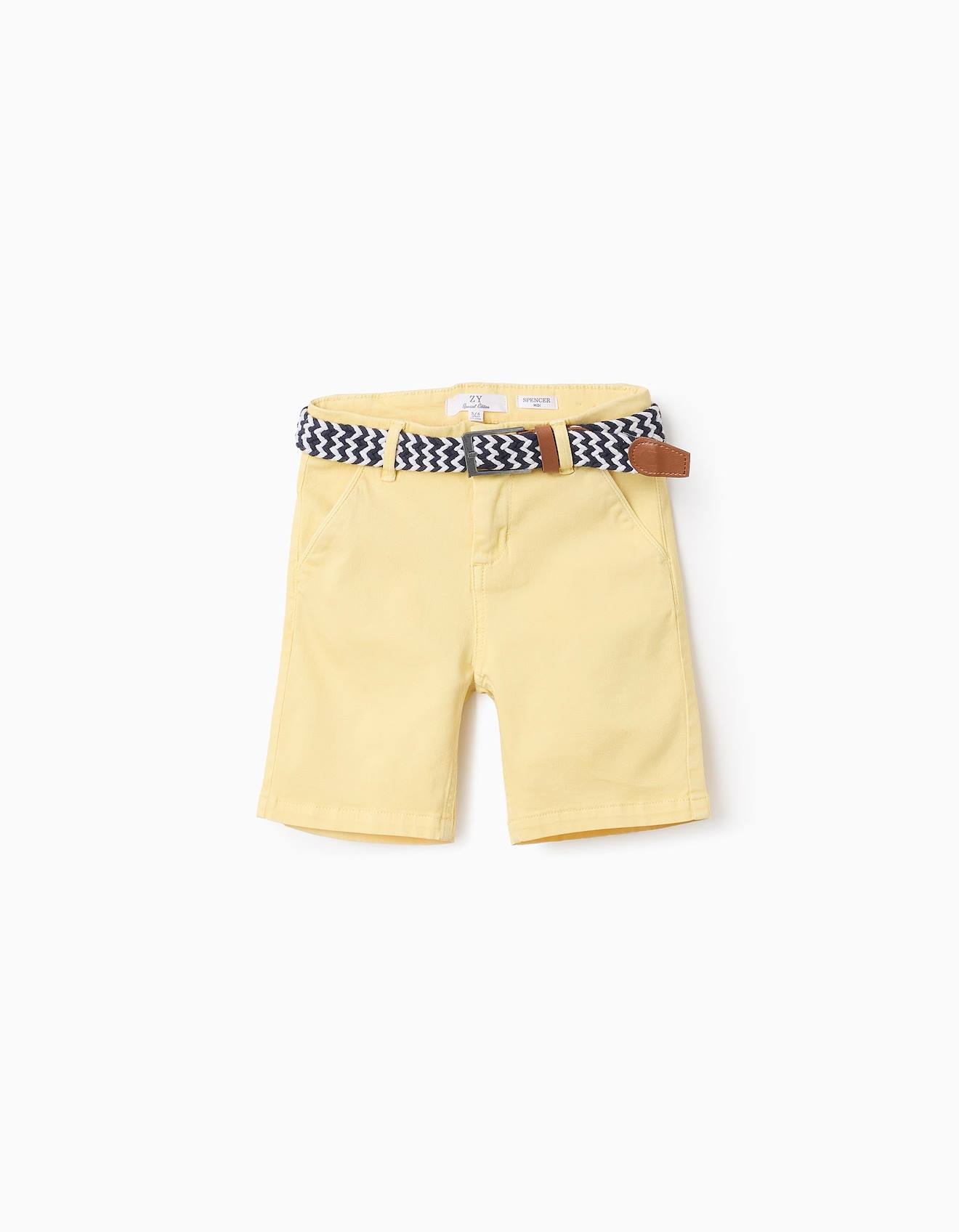 Short Chino Avec Ceinture Jaune Clair