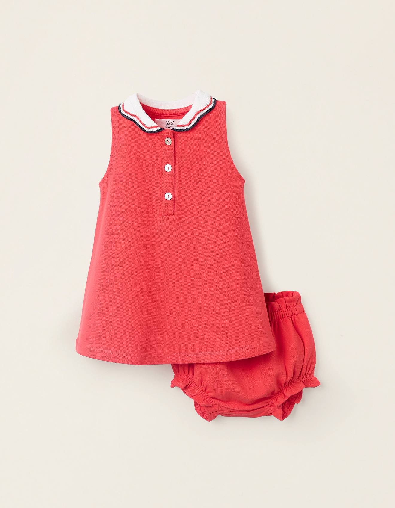 Robe + Bloomer En Piqué Rouge