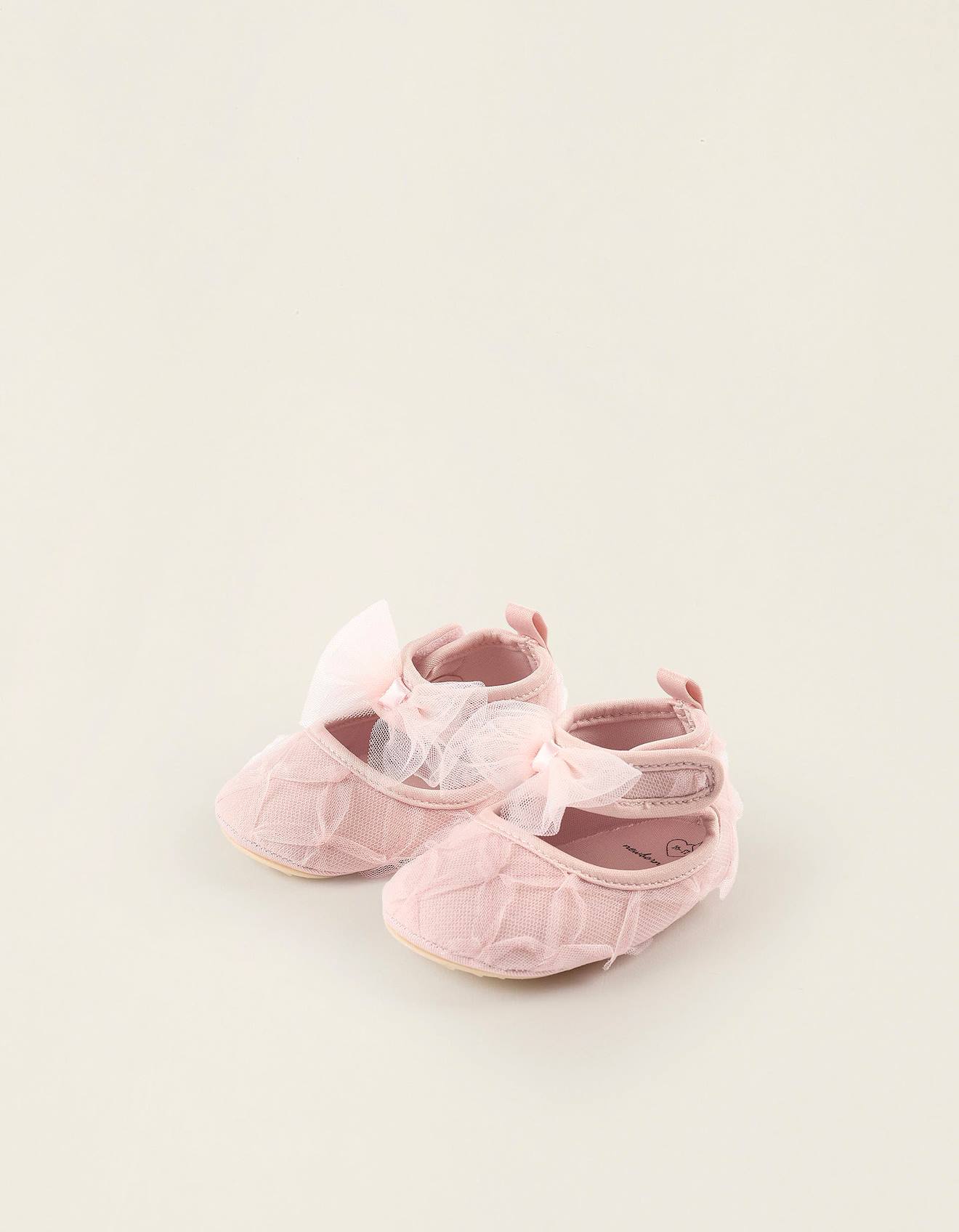 Ballarines En Tulle Et Nœud Rose
