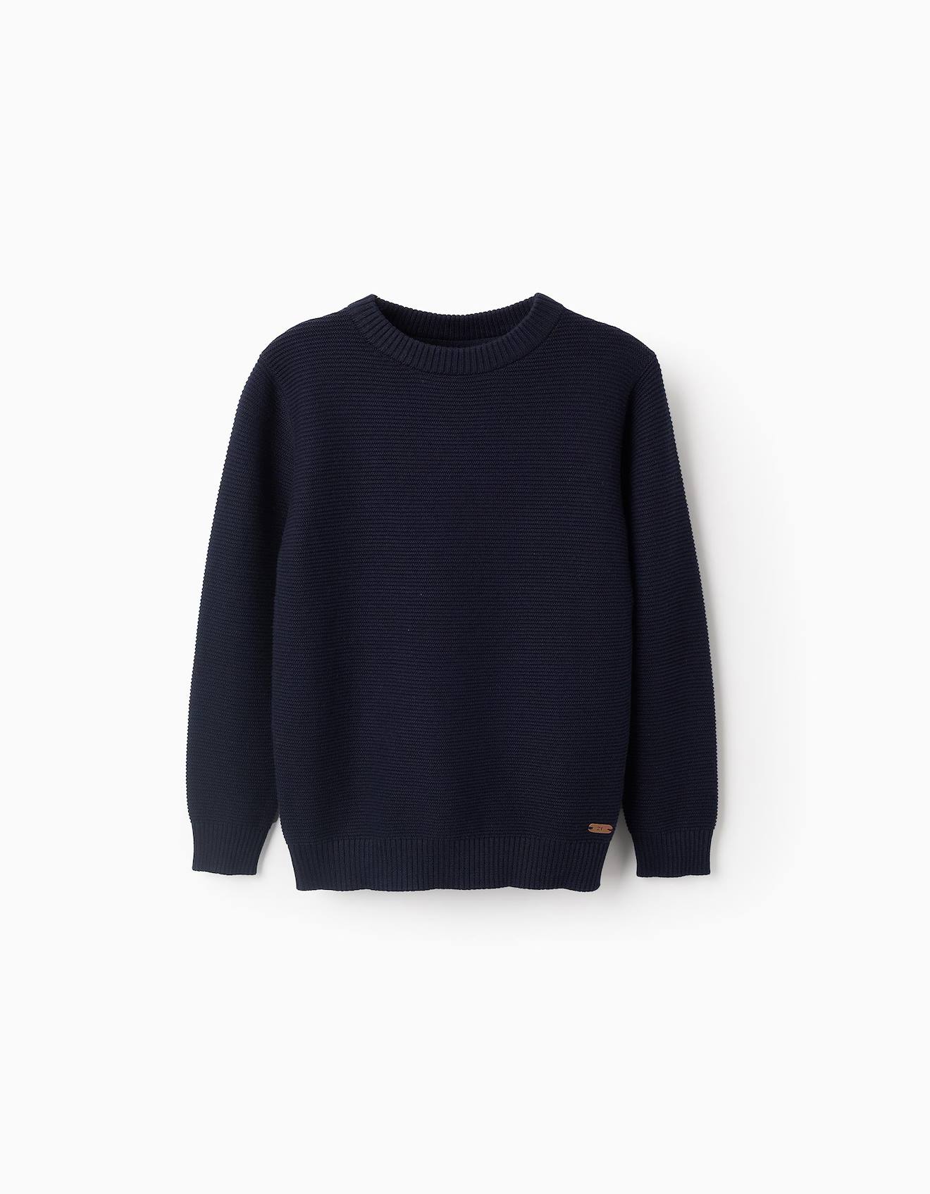 Pull En Maille Avec Texture En Coton Bleu Foncé