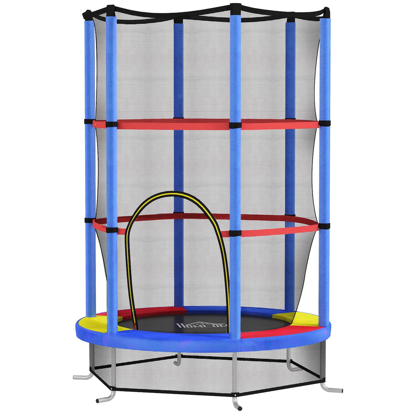 Trampoline Enfant Ø140 Cm - Filet Sécurité, Porte Zippée, 6 Poteaux Rembourrés Multicolore