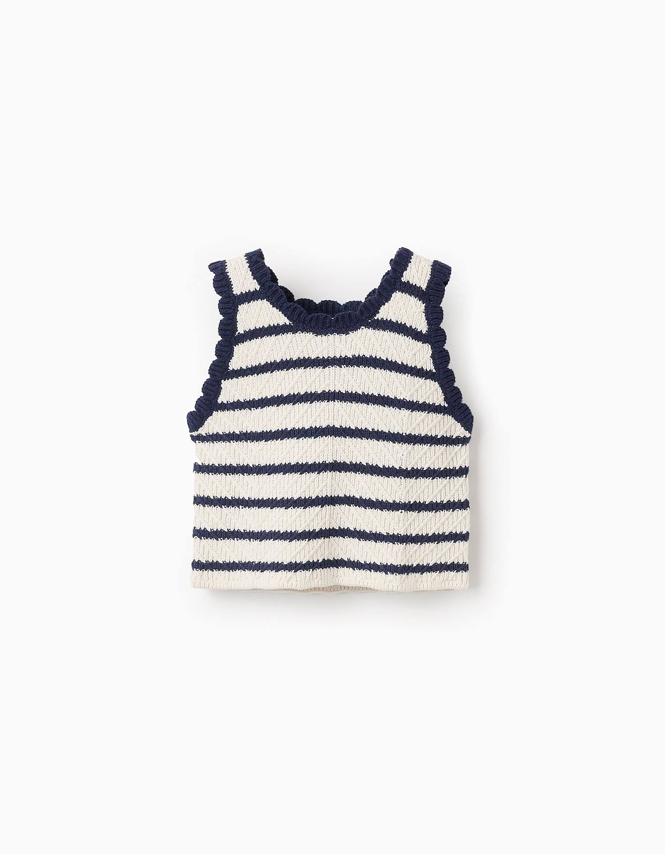 Top En Maille À Rayures Blanc