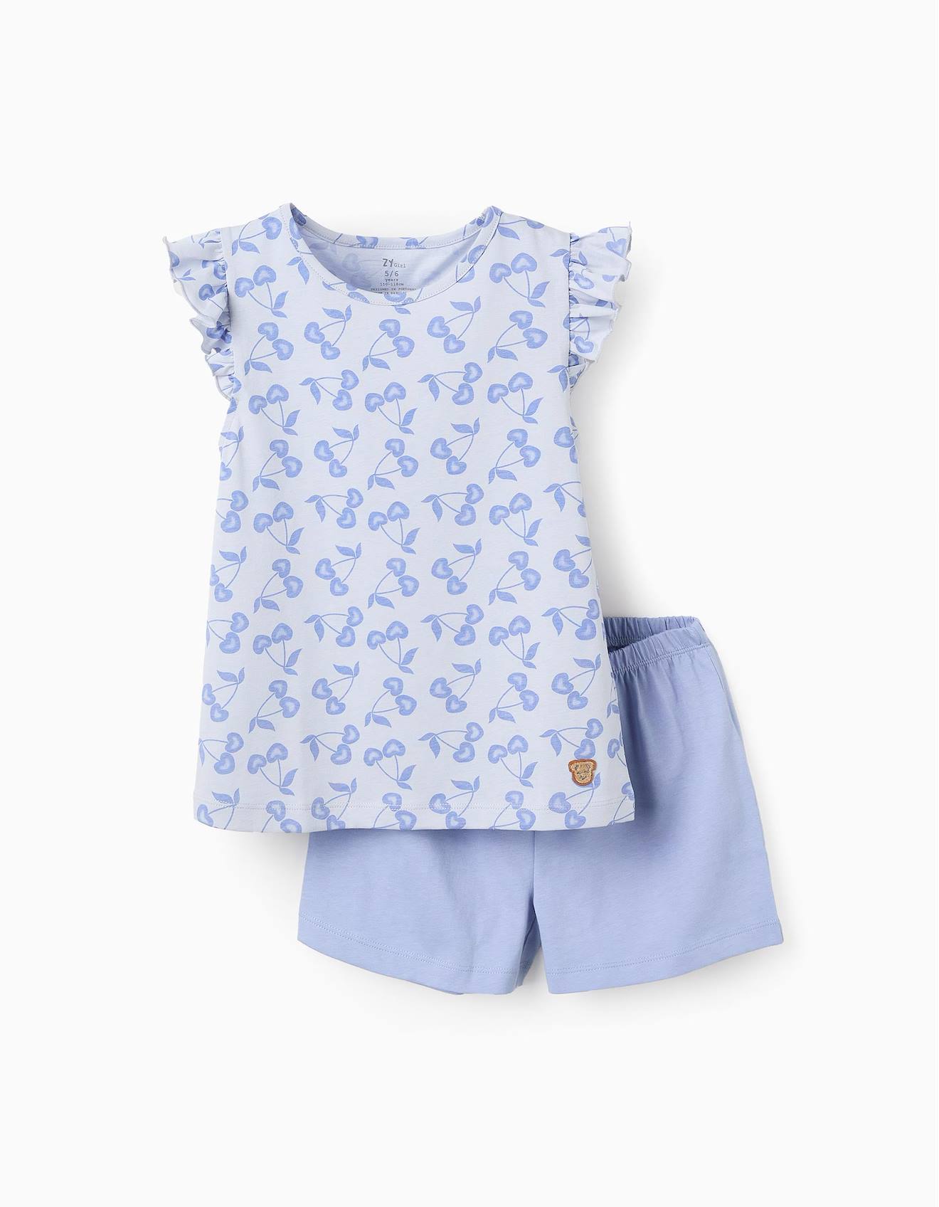 Pyjama En Coton À Volants Bleu Clair